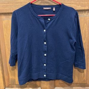 525 America navy blue cardigan sweater medium